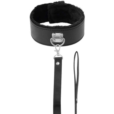 Collana BDSM Nera in Neoprene e Semi-Pelle con Catena Robusta